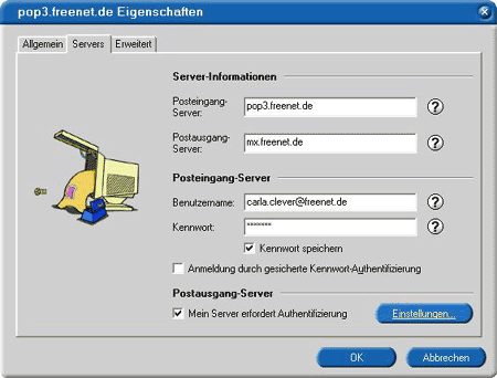 smtp einstellungen