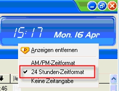 Uhrzeit im 24 Stundenformat.