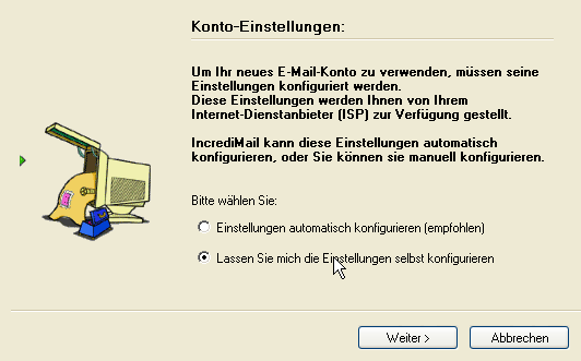 Kontoeinstellungen Incredimail mit T-Online