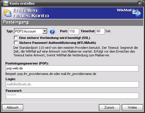 WikMail und Email.de