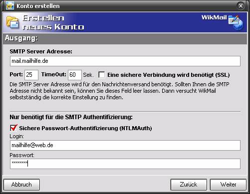 SMTP Web.de und WikMail