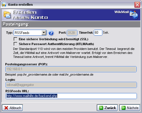 WikMail mit RSS READER