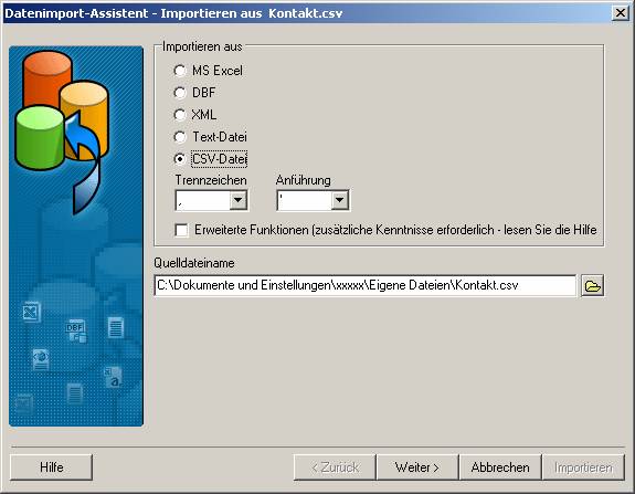 Csv import nach WikMail