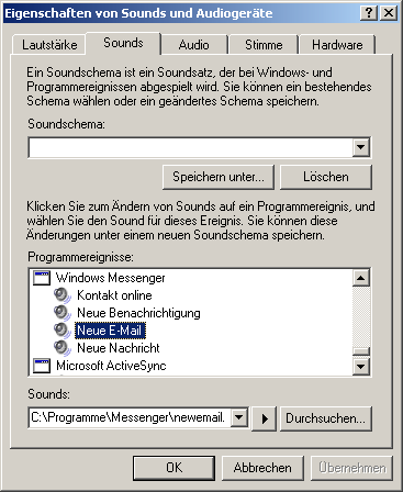 Outlook 2003 Sound für die Benachrichtigung ändern