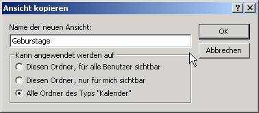 Outlook Ansichten kopieren