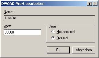 Eintrag TimeOn DWORD