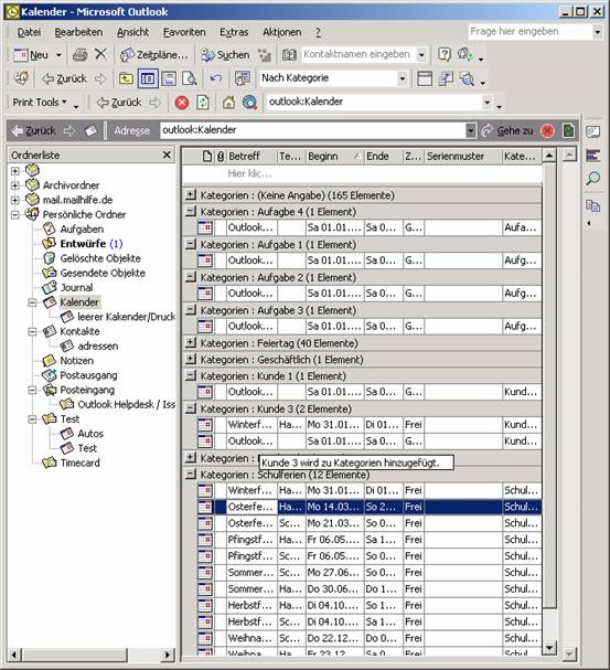 Outlook: Kategorien nachträglich zuweisen