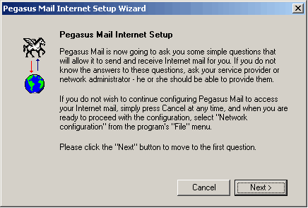 Pegasus Mail in den Bergen