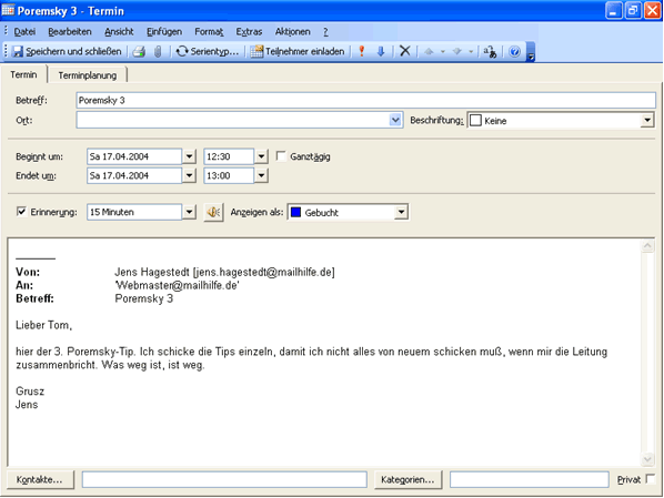 Neuer Outlook Termin