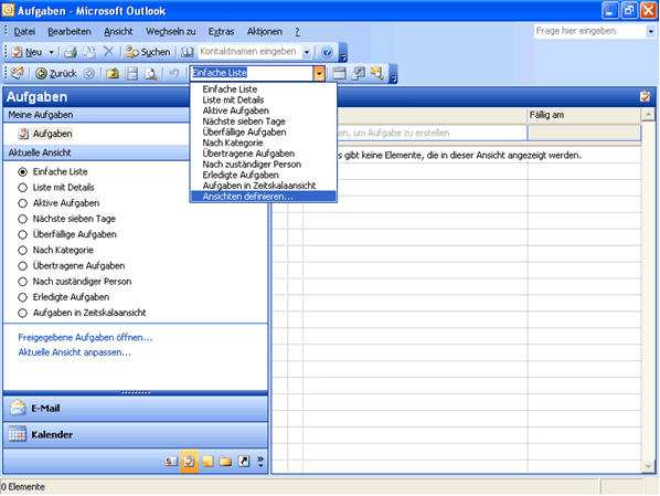 Outlook ansichten definieren