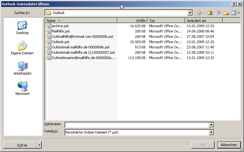 Archivpst Von Outlook öffnen › Outlook Outlook 2007 Email › Mailhilfede