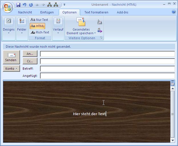 Ein Hintergrundbild In Einem E Mail Unter Outlook 07 Einfugen Outlook Outlook 07 Mailhilfe De