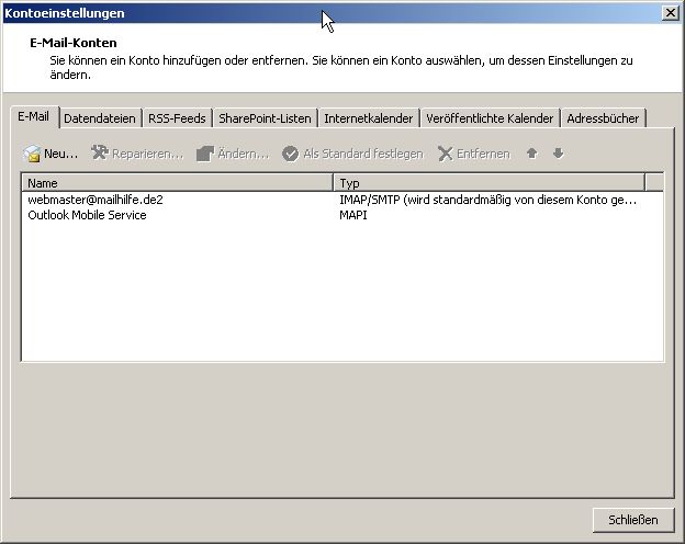 IMAP PST verschieben