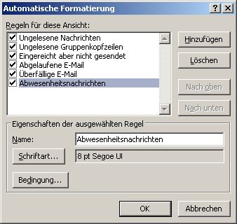 Verschieben oder hervorheben von Outlook Abwesenheitsnotizen