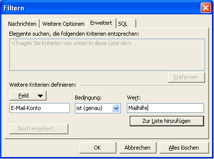 Outlook 2003 Filtern