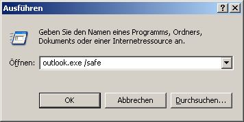 Outlook im Abgesicherten Modus starten