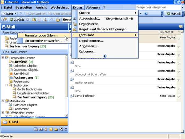 Outlook Formular