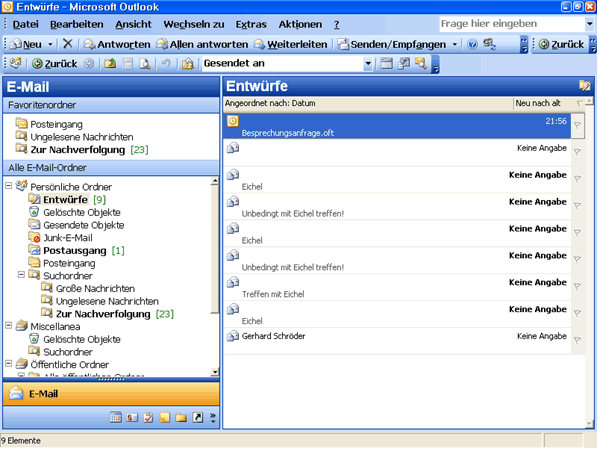 Outlook Formular Entwürfe