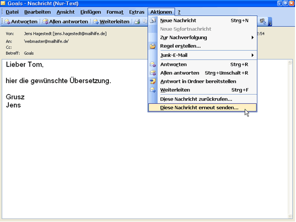 Outlook Nachrichten erneut senden