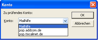 Outlook Konten  auswählen