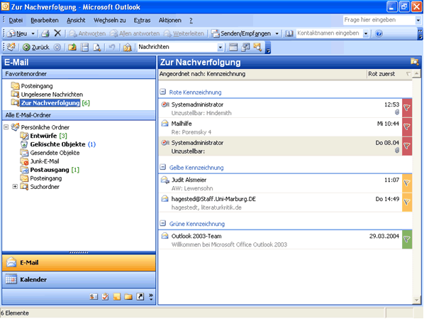 Outlook 2003: Zur Nachverfolgung