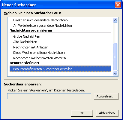 Outlook 2003 Neuer Suchordner