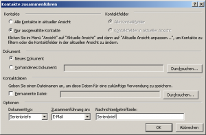 Serienmails mit Outlook benutzerdefinierten Kontaktfeldern