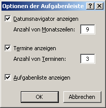 Outlook-Aufgabenleiste