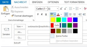 Textmarker-Symbol sieht in Vorgängerversionen von Outlook ähnlich