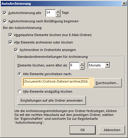 PST-Archivdatei und die Ändernung