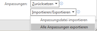 Sämtliche Outlook Anpassungen manuell zu exportieren