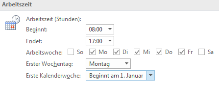 arbeitszeit in outlook