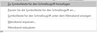zur Symbolleiste hinzufügen