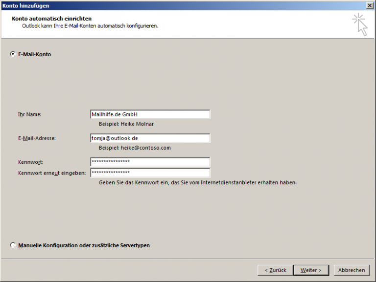 Outlook.com-Konto mit persönlicher Adresse oder ...