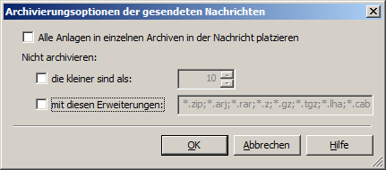 Versenden von Nachrichtenarchivierungsoptionen in Outlook 2016