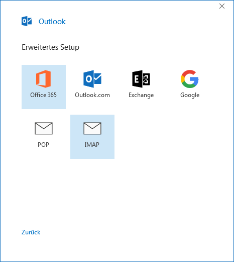 Konto Auswahl in Outlook