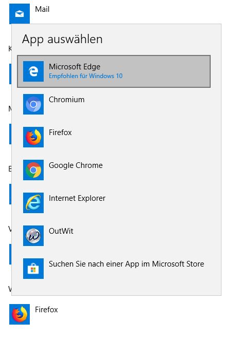 Wiederherstellen der Standardeinstellungen für die Dateizuordnung von Outlook und Edge