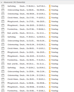 Alle Feiertage als beschäftigt oder abwesend im Outlook Kalender