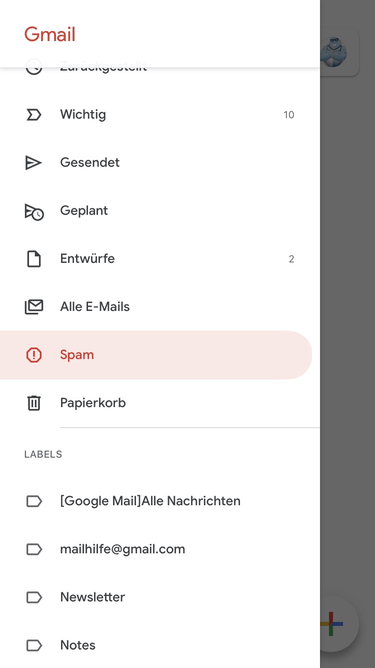 Wo Ist Mein Spam Ordner In Gmail Wie Sie Ihren Spam Ordner Finden Und Leeren Oder Nachrichten Als Nicht Spam Markieren Google Mail Mailhilfe De